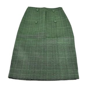 Carolina Herrera Green Caribbean Tweed Pencil Skirt Size 2